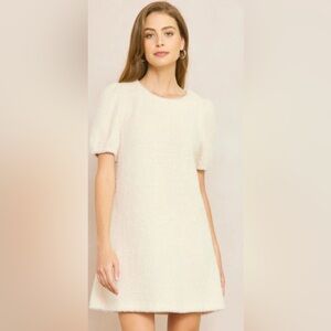 Sadie & Sage Metallic Fleck Winter White Sweater Dress Women’s Size Medium